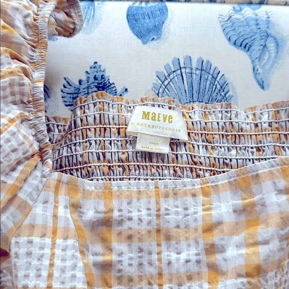 Anthropologie MAEVE Yellow and White Plaid Blouse - Picture 2 of 5